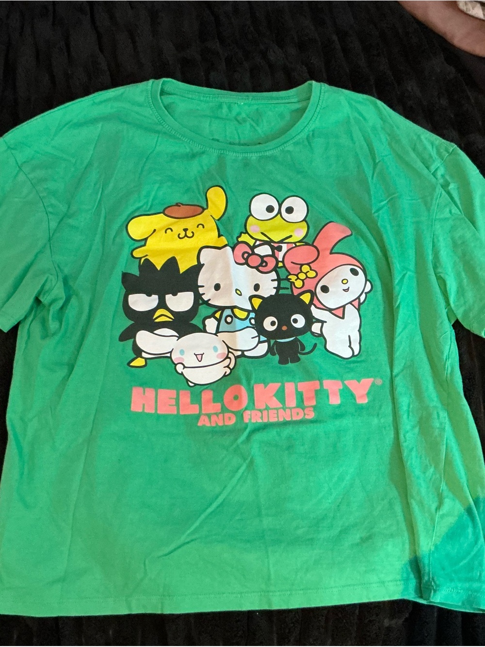 Hello Kitty Green Tee with Pink Logo